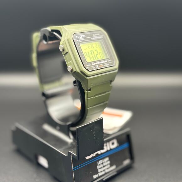 Casio W-217H Mod Green Gel Filter Green Case and Silicone Strap 50m Digital NIB - Picture 3 of 17
